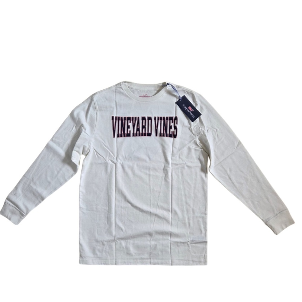 Vineyard Vines White and Purple Long Sleeve Men's Tee